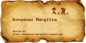 Korponai Margitta névjegykártya